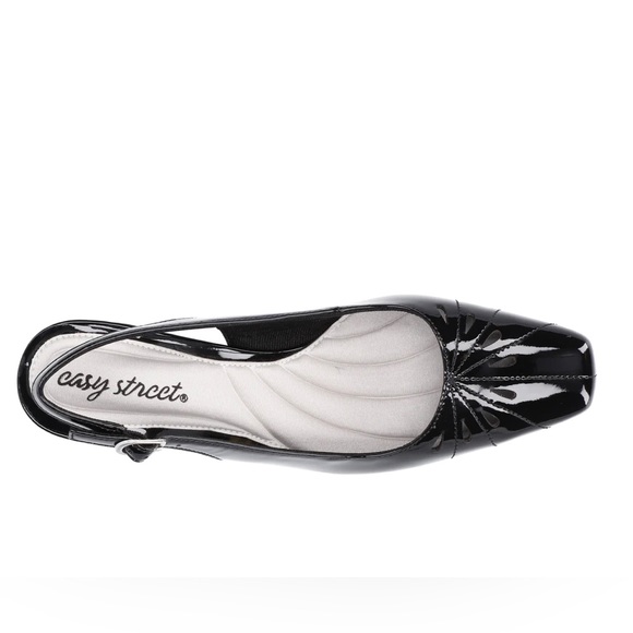 Women’s Dress Shoes Easy Street Catie Slingback Pumps Black Patent Size 7.5 - Picture 9 of 11